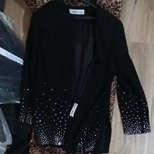 Saks Fifth Avenue Luxury Black Jacket with Rhinestone Accent